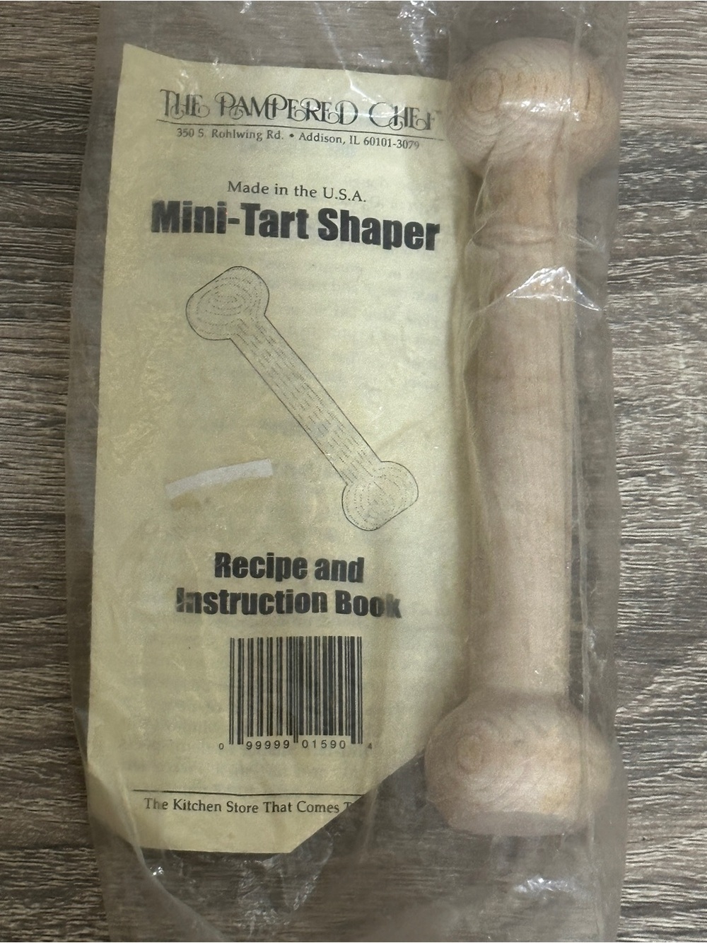 NIP The Pampered Chef Mini Tart Shaper #1590 Wood Factory Sealed Vintage USA